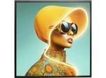 LED Bild SUN HAT WOMAN Gelb