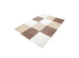 Stilvoller Hochflor-Teppich mit zeitgemäßem Karo-Muster, Shaggy-Teppich