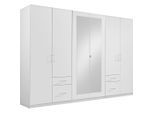 Mid.you Drehtürenschrank Wimex Freiburg, Weiß, Glas, Holzwerkstoff, 3 Fächer, 4 Schublade(n) Schubladen, 270x210x58 cm, in verschiedenen Größen erhältlich, Holzdekoren erhältlich, Schlafzimmer, Kleiderschränke, Drehtürenschränke