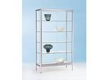 Standvitrine BST, Brandschutzklasse B1, 5 Fächer, abschliessbare Schiebetüren, B 1200 x T 500 x H 1950 mm, Aluminium/Glas, silber