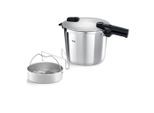 Fissler Schnellkochtopf Vitaquick® Premium satiniert, Silber, Edelstahl, Metall, 10.0 L, Handmade in Germany, Druckregelventil, Sicherheitsventil, Sicherheitsdichtung, Sicherheitsverschluss, Gegengriff, Kochen, Töpfe, Schnellkochtöpfe