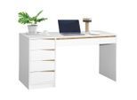 Venda Schreibtisch, Weiß, Eichefarben, Holzwerkstoff, 5 Schublade(n) Schubladen, rechteckig, Wange, Sockel, 60x76x140 cm, Bsci, Stauraum, Büromöbel, Büromöbel-Sets & Büromöbel-Serien, Büromöbelserien