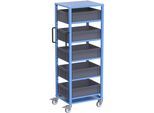 eurokraft pro Euro-Transportwagen CustomLine, für Behälter-LxB 600 x 400 mm, blau, mit 5 Kästen, 175 mm hoch