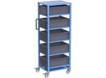 eurokraft pro Euro-Transportwagen CustomLine, für Behälter-LxB 600 x 400 mm, blau, mit 5 Kästen, 210 mm hoch