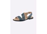 Sandale HEINE, Damen, Gr. 40, marine, Glattleder, Leder, Rindsleder, Schuhe Sandale