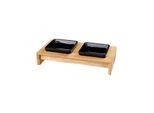 Trixie Bowl set ceramic/wood 2 × 0.2 l/10 × 10 cm/28 × 5 × 15 cm black