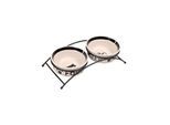 Trixie Food/Water bowl set ceramic/metal 2 × 0.6 l/ø 15 cm/32 × 9 × 15 cm white/black