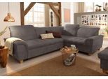Ecksofa HOME AFFAIRE "Lyla fester Sitzkomfort, bequeme Armlehnen, Breite 275cm, L-Form", grau, B:275cm H:81cm T:214cm, Luxus-Microfaser Lederoptik (100% Polyester);Microfaser PRIMABELLE (100% Polyester);Feinstruktur weich (100% Polyester), Sofas, Ecksofa, wahlweise mit Rückenfunktion und Bettfunktion