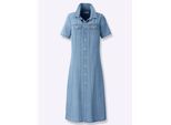 Jeanskleid CASUAL LOOKS "Jeans-Kleid", Damen, Gr. 24, Kurzgrößen, blau, bleached, Denim/Jeans, 100% Baumwolle, unifarben, wadenlang, Kleider