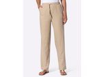Schlupfhose CLASSIC BASICS, Damen, Gr. 24, Kurzgrößen, beige, 49% Viskose, 43% Baumwolle, 8% Leinen, unifarben, Hosen Schlupfhose