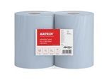 Katrin 464224 XXL Industrieputztuchrolle mit Zwischenverleimung blau, 3-lagig, 38 cm breit, 500 Tücher 2 Stück