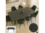 Esszimmertisch MCW-O59, Esstisch Ausziehtisch, Sinterstein Metall ausziehbar 160-242x91cm ~ Marmor-Optik grau