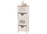 Kommode MCW-O75, Schubladenschrank, 4 Schubfächer Korbschubladen Holz Melamin 82x30x30cm ~ natur-weiß