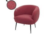 Lounge-Sessel MCW-O37, Cocktail-/Clubsessel Polstersessel Sessel, Stoff/Textil Bouclé (330g/m²) Metall MVG ~ purpur-rot