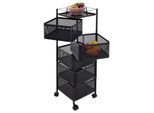 Rollregal MCW-N52, Rollwagen Multifunktionsregal Aufbewahrung Küche, rollbar Körbe schwenkbar Eisen 94x30x30cm ~ schwarz
