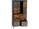 Apothekerkommode MCW-O80, Schrank Highboard Schubladen, Vintage Shabby-Look 136x73x35cm, natur Metalloptik