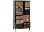 Apothekerkommode MCW-O80, Schrank Highboard Schubladen, Vintage Shabby-Look 136x73x35cm, natur/blau/weiß