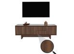 TV-Rack MCW-O34, TV-Board Fernsehtisch Lowboard Kommode, Schubladen Ablagen, Melamin 51,5x150x39,5cm ~ braun