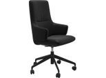 Stressless Drehstuhl Mint, Schwarz, Leder, Echtleder, Rindleder, Drehkreuz, 72x100x72 cm, Beinauswahl, Lederauswahl, Stoffauswahl, Wippfunktion, Sitzfläche 360° drehbar, inklusive Armlehnen, Arbeitszimmer, Bürostühle, Drehstühle
