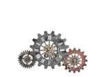 Ambia Home Wanduhr, Braun, Holz, Metall, Recyclingholz, 107x63 cm, Dekoration, Uhren, Wanduhren