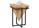 Ambia Home Beistelltisch , Naturfarben, Schwarz, Akaziefarben , Holz, Metall , Akazie , massiv , quadratisch , eckig , 31x45x31 cm , Wohnzimmer, Wohnzimmertische, Beistelltische, Beistelltische Metall