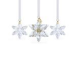 Dekohänger SWAROVSKI "Sammelfigur Multipack Annual Edition 3D Ornament Set 2024", weiß (kristallweiß, goldfarben, weiß), Dekohänger, B/H/T: 5,94cm x 4,56cm, Kristallglas, Metall, Polyester, Swarovski Kristall, H:5,94cm T:4,56cm