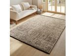 Teppich AYYILDIZ TEPPICHE "SPACE 1900", beige, B:120cm H:7mm L:170cm, Chenille, Teppiche, Teppich, Läufer, Kurzflor, Boho, Vintage, Wohnzimmer