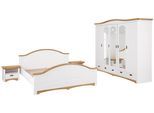 Schlafzimmer-Set OTTO HOME "Konrad', komplettes Schlafzimmer mit großem Schrank", gelb (weiß, honigfarben), Schlafzimmermöbel-Sets, mit 5-trg. Kleiderschrank, Bett 180/200 cm und 2 Nachttischen