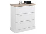 Schubkastenkommode OTTO HOME "Binz", weiß (weiß, eichefarben), B:75cm H:80cm T:35cm, Sideboards, mit schönen Metallgriffen, 3 Schubladen, Breite 75 cm