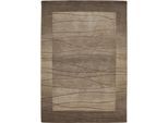 Wollteppich LUXOR LIVING "Lineo", braun (hellbraun), B:170cm H:14mm L:240cm, Schurwolle, Teppiche, Nepalteppich, reine Wolle, handgeknüpft, mit Bordüre