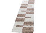 Hochflor-Läufer AYYILDIZ TEPPICHE "Gala Shaggy 2505" Gr. 12, beige, B:80cm H:30mm L:250cm, Kunstfaser, Teppiche, Hochflor-Läufer, Langflor, Läufer, alle Räume, Wohnzimmer