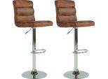 Barhocker BYLIVING, braun, B:42cm H:122cm T:51cm, 100% Polyester, Hocker, Barhocker, er Set, Bezug in Microfaser-Vintage, drehbar mit Höhenverstellung