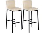 CLP Barhocker 2er Set mit Lehne Freeport, Barstühle gepolstert, moderne Tresenstühle mit Metallgestellen matt-schwarz und Fußablagen