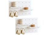 2er-Set Wandpaneel MCW-P24, Wanddekoration Wandregal Steckboard, 4 Ebenen Aufhängung 60x40cm MVG ~ weiß
