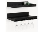 2er-Set Weinregal MCW-P22, Glas-/Flaschenhalter Wandbar für 6 Flaschen/15 Gläser Holz MVG-zertifiziert 61x28cm ~ schwarz