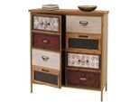 Apothekerkommode MCW-O79, Schrank Highboard Staufächer, Vintage Shabby-Look 94x80x35cm, rot/blau