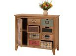 Apothekerkommode MCW-O63, Schrank Schubladen Etikettenhalter Vintage Shabby Muster, Holz 80x91x40cm ~ Korpus Natur