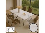 Esszimmertisch MCW-O58, Esstisch Sinterstein Metall, Marmor-Optik 160cm ~ weiß