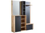 Mid.you Garderobe , Anthrazit, Eiche Artisan , Glas, Holzwerkstoff , 7-teilig , 3 Fächer , 150x190x32 cm , Garderobe, Garderobensets & -serien, Garderoben-Sets