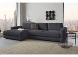 Ecksofa HOME AFFAIRE "Bloomfield, elegant, viel Platz, Mega Couch, Breite 303cm, L-Form", grau (graphite), B:303cm H:84cm T:176cm, 92% Polyester 8% Nylon, Sofas, Ecksofa, extra tiefe Sitzfläche, wahlweise mit Sitztiefenverstellung