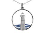 Kette mit Anhänger OSTSEE-SCHMUCK "Ostsee-Schmuck Kette mit Anhänger Leuchtturm 30 mm" Gr. 60, silber, Halsketten, Damen, 60cm, Silber 925 (Sterlingsilber), L: 42