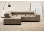 Ecksofa HOME AFFAIRE "Ancona, incl. Kopfteilverstellung + 3 Zierkissen, L-Form, Breite 249cm", beige (sand), B:249cm H:70cm T:215cm, 100% Polyester, Sofas, Ecksofa, wahlweise motorische Sitztiefenverstellung, B/T(H: 249/215/70 cm