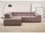 Ecksofa HOME AFFAIRE "Ancona, incl. Kopfteilverstellung + 3 Zierkissen, L-Form, Breite 249cm", rosa (rosé), B:249cm H:70cm T:215cm, 95% Polyester, 5% Nylon, Sofas, Ecksofa, wahlweise motorische Sitztiefenverstellung, B/T(H: 249/215/70 cm