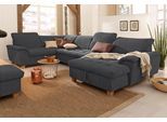 Wohnlandschaft HOME AFFAIRE "Lyla U-Form", grau (anthrazit), B:352cm H:81cm T:214cm, Feinstruktur weich (100% Polyester);Luxus-Microfaser Lederoptik (100% Polyester);Microfaser PRIMABELLE (100% Polyester), Sofas, Wohnlandschaft, wahlweise mit Rückenfunktion und zusätzlich mit Bett + Bettkasten