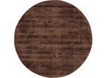 Teppich CARPETFINE "Ava Viskoseteppich", braun (dunkelbraun), H:13mm Ø:80cm, Viskose, Teppiche, Teppich, Seidenoptik, leichter Glanz, Wohnzimmer