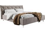Polsterbett HOME AFFAIRE "Elloree in 4 Breiten bis 200cm, auch in Leder", silber (silberfarben), B:216cm H:105cm L:254cm, 100% Polyester, Betten, Polsterbett, Kopfteilhöhe 105cm, belastbar bis 280 kg, auch in Überlänge 220cm