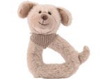 Greifling STERNTALER "Hund Lucky", grau (graubeige), Greifspielzeug, KinderL:14cm, Baumwolle, Polyester, mit Rassel, L:14cm
