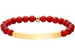 Armband "Schmuck Geschenk flexibles Armband", rot (gelbgolfarben, rot, rot), ANISTON JEWELRY & WATCHES, Armbänder, Damen, 15,5cm, Edelstahl, Armband, mit Aventurin oder Türkis-Imitat