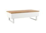 Livetastic Couchtisch, Weiß, Eiche, Metall, Holzwerkstoff, rechteckig, Flachrohr, U-Form, 60x40-65x120 cm, Stauraum, einfacher Aufbau, Wohnzimmer, Wohnzimmertische, Couchtische, Couchtische mit Stauraum