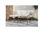 Ambia Garden Loungegarnitur , Naturfarben, Beige , Metall, Kunststoff, Glas, Textil , 3-teilig , Füllung: Schaumstoff,Polyester , 187x67x65 cm , Gartenmöbel, Loungemöbel, Gartenlounge-Sets